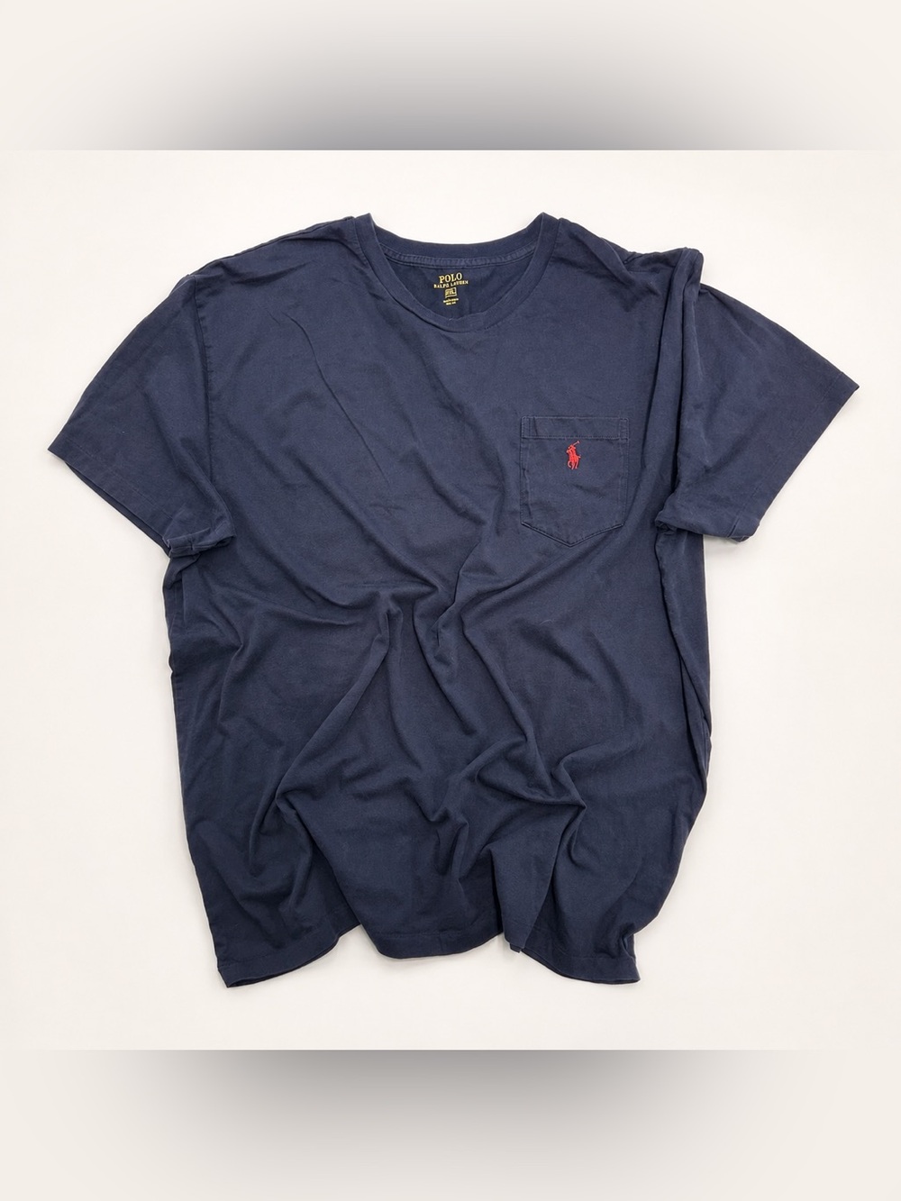 Ralph Lauren navy short sleeve pocket tee with red pony